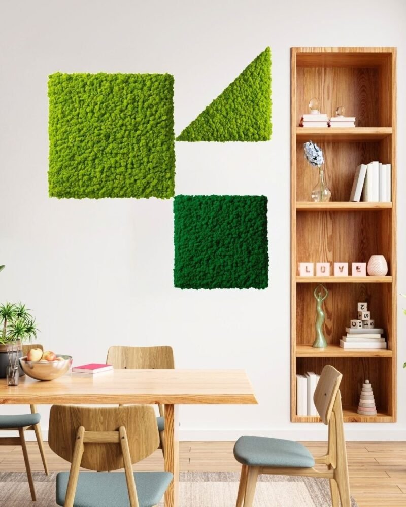 Mosspanel Kvadrat - Ljuddämpande Väggpanel med Äkta Renlav