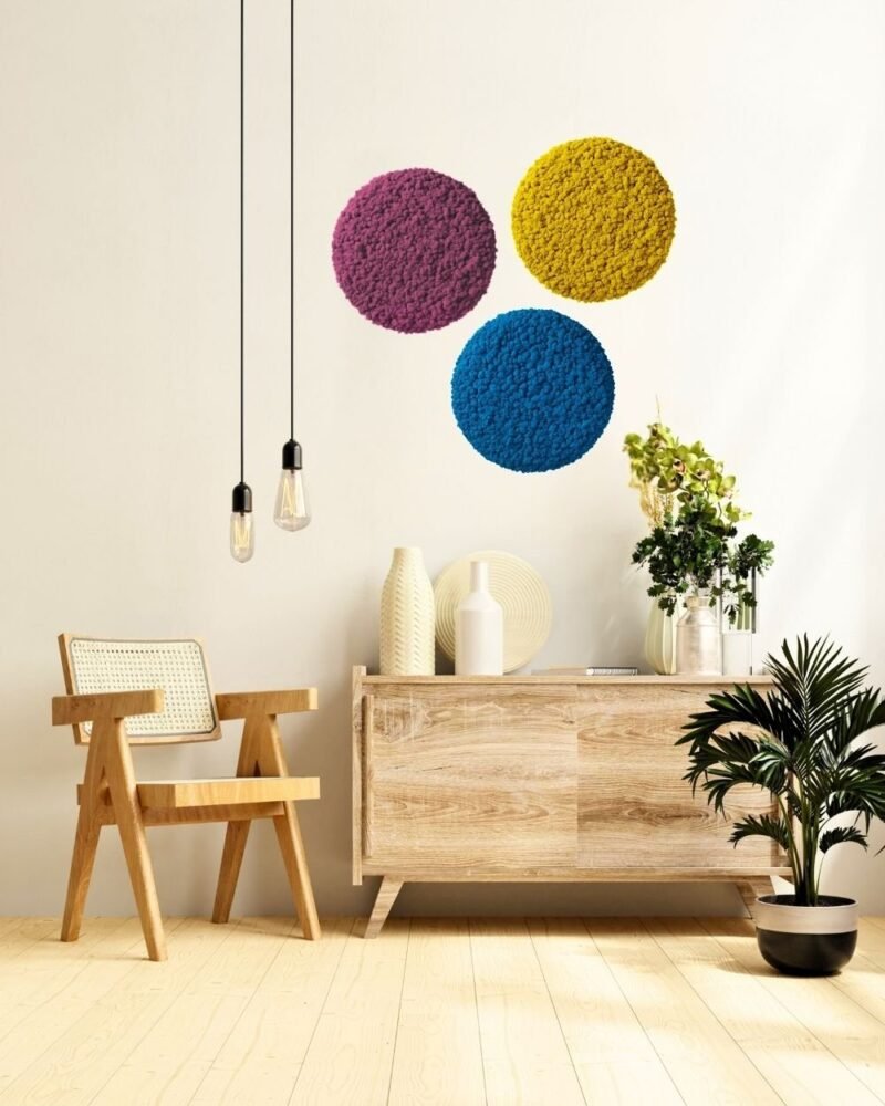 Mosspanel Cirkel - Ljuddämpande Väggpanel med Äkta Renlav