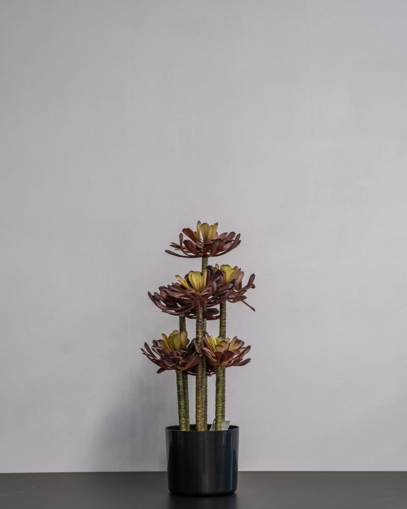 Konstgjord Lotus krukväxt lila Melaminkruka - 7 stam - 53 cm Höjd