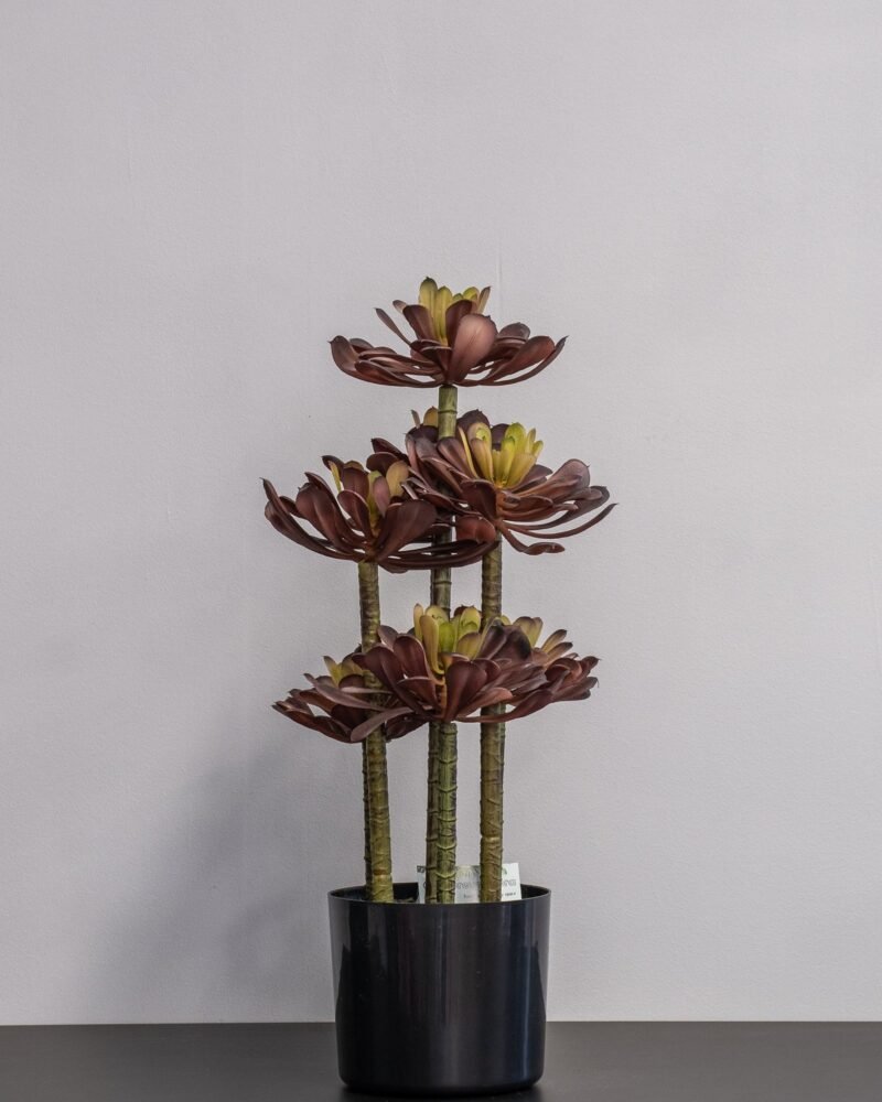 Konstgjord Lotus krukväxt lila Melaminkruka - 7 stam - 53 cm Höjd - Bild 2