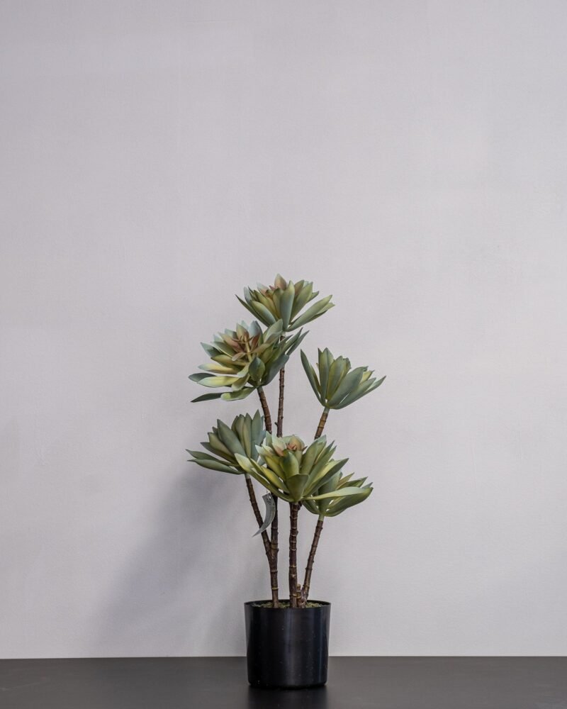 Konstgjord Lotus krukväxt Ljusgrön i melaminkruka – 55 cm