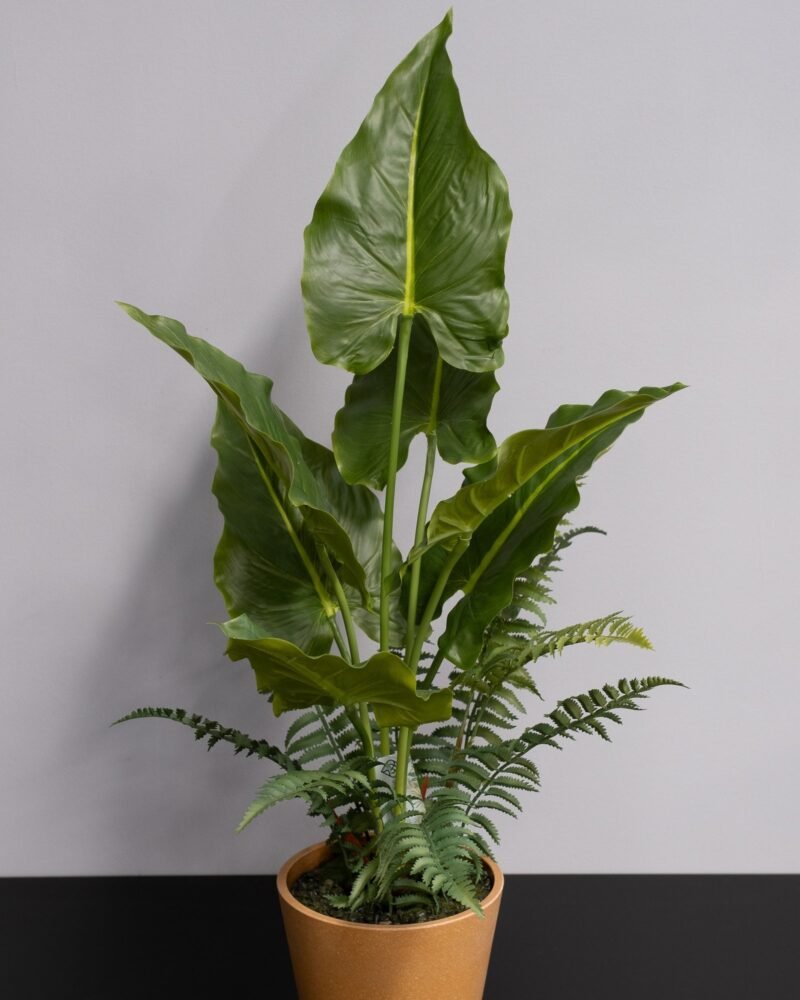 Konstgjord Alocasia krukväxt – 75 cm - Bild 4