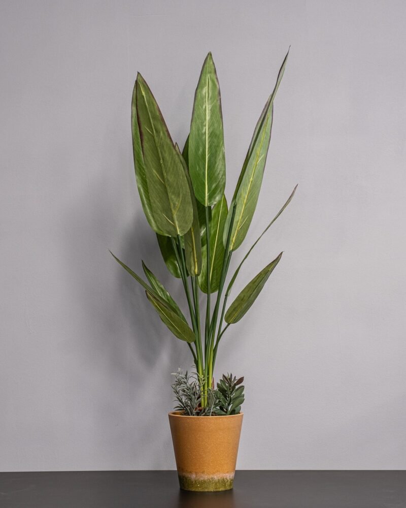 Konstgjord Heliconia krukväxt med Melaminkruka - 90 cm Höjd - Bild 4