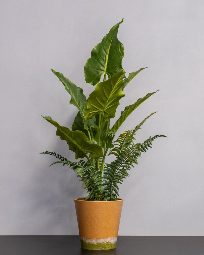 Konstgjord Alocasia krukväxt – 75 cm - Bild 2
