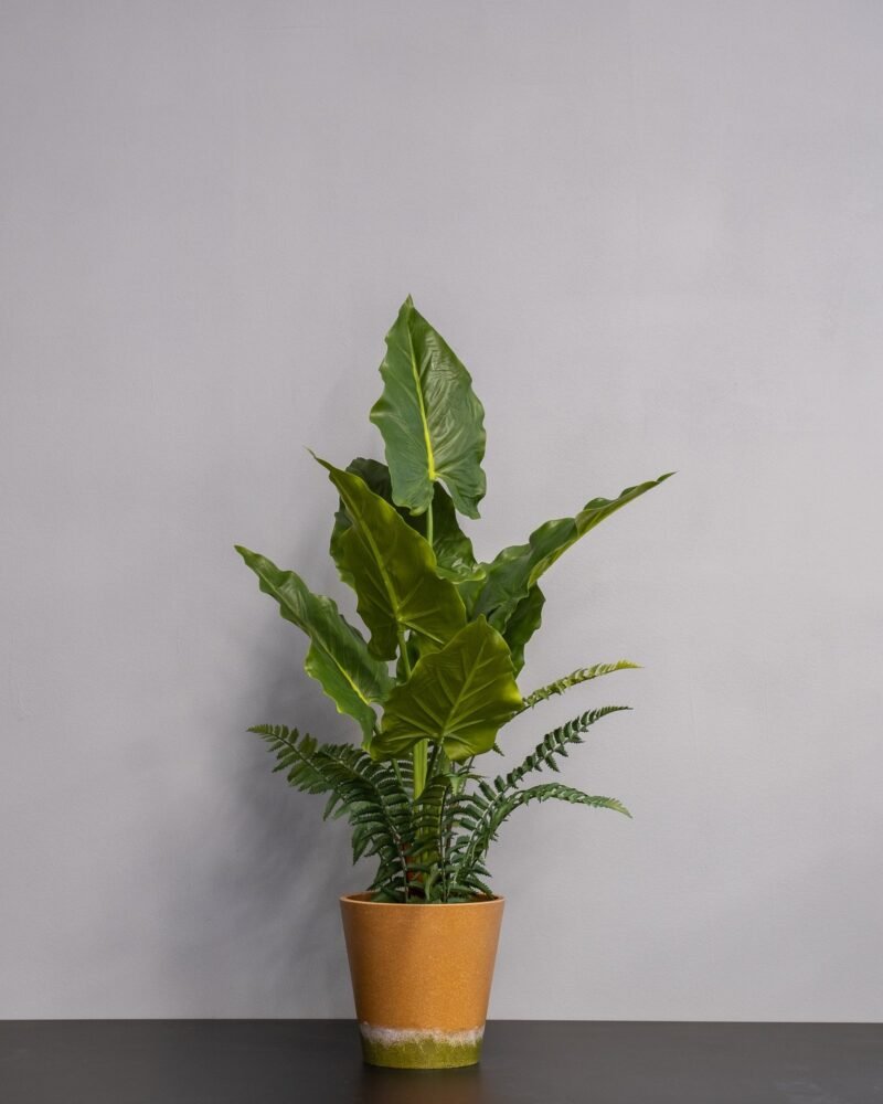 Konstgjord Alocasia krukväxt – 75 cm - Bild 3